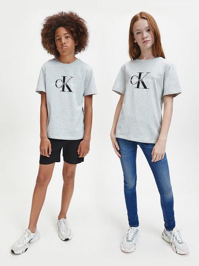 Calvin Klein Ruhák HU042618 | Calvin Klein Organic Cotton Logo Lány Póló Világos Szürke